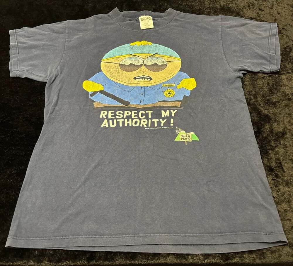 Men Large Vintage 1996 South Park Cartman Respect My Authority Tshirt